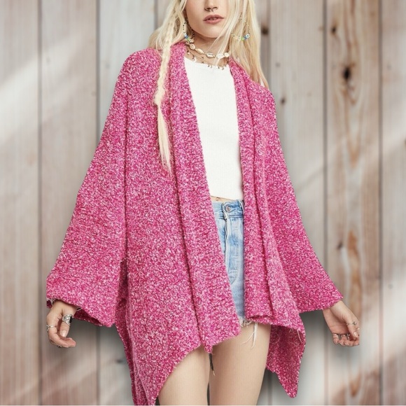 Free People Sweaters - Free People Oversized Slouchy Knit BFF Bouclé Prickly Pear Cardigan